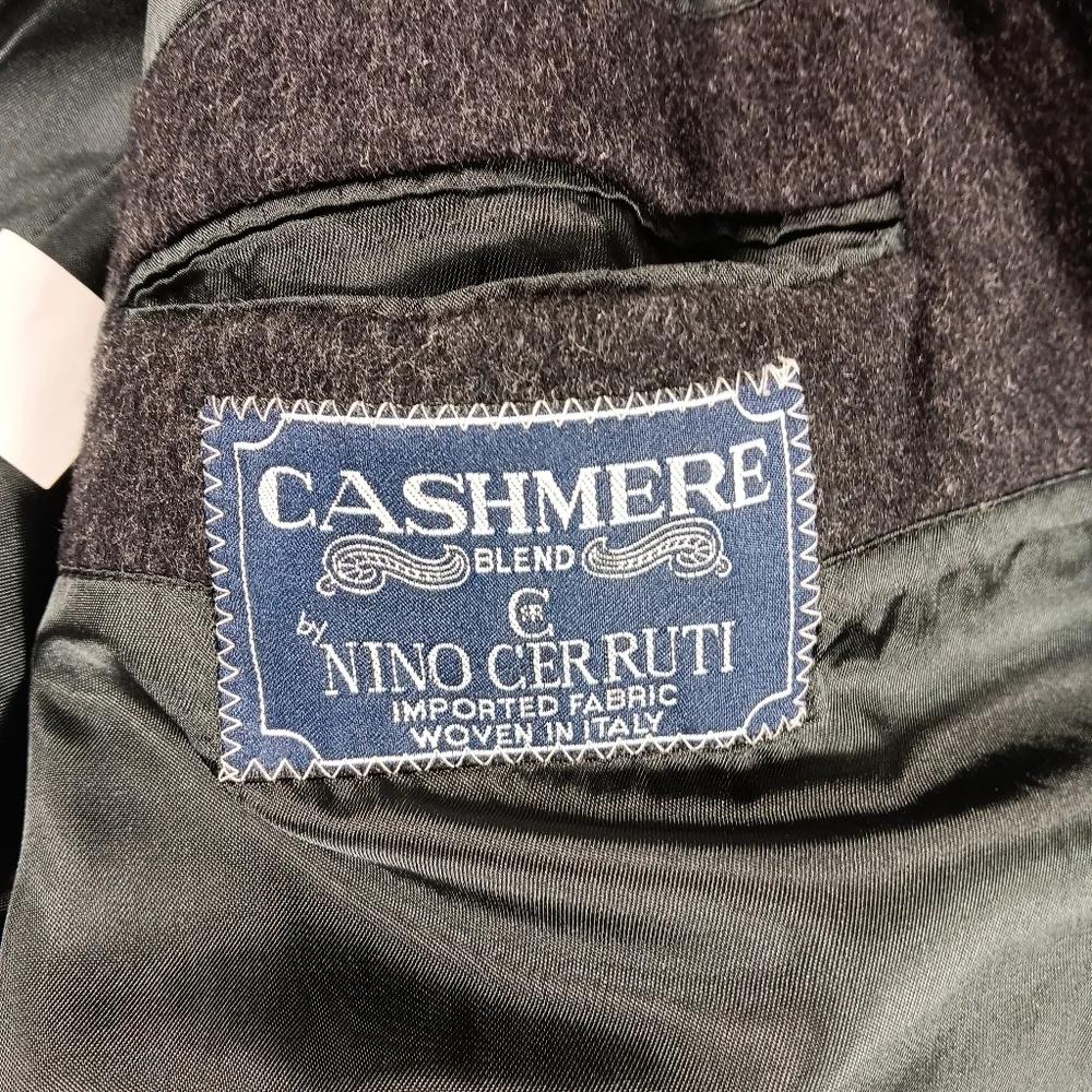 Vintage Nino Cerruti Coat Men’s 48r Gray Wool Cashmere Long Overcoat Peacoat